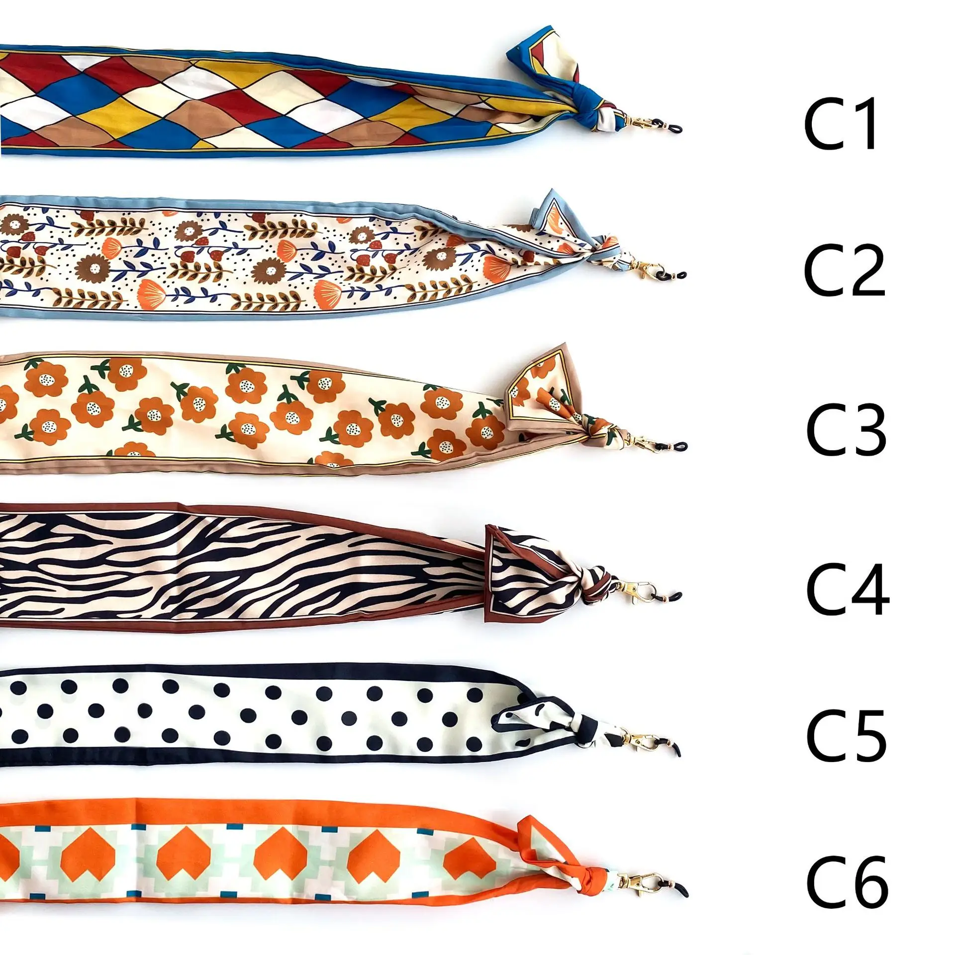 Orange Geometric Lanyard with Metal Clasp