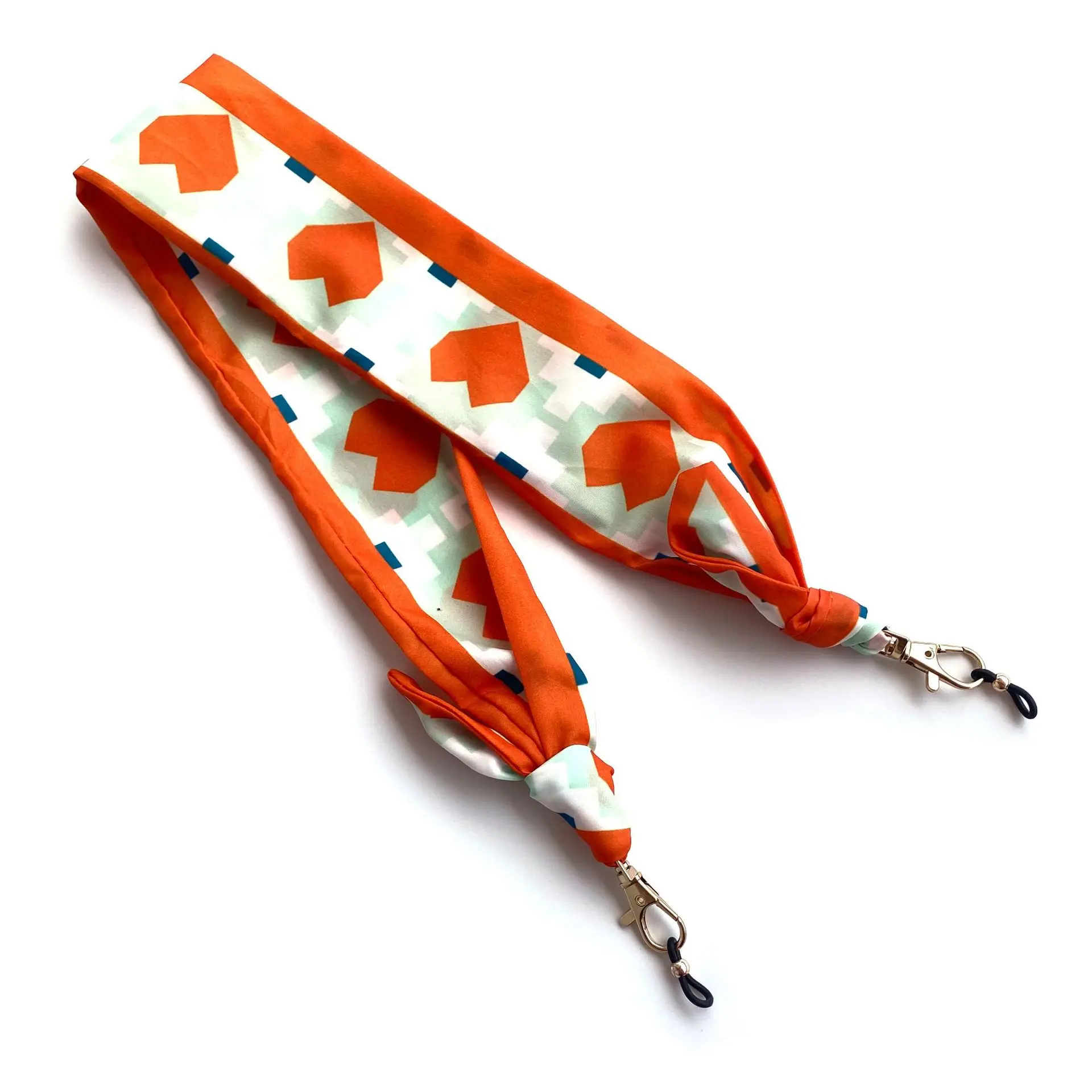 Orange Geometric Lanyard with Metal Clasp