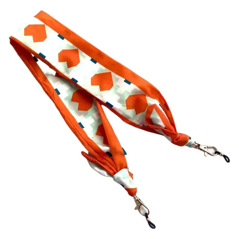 Orange Geometric Lanyard with Metal Clasp