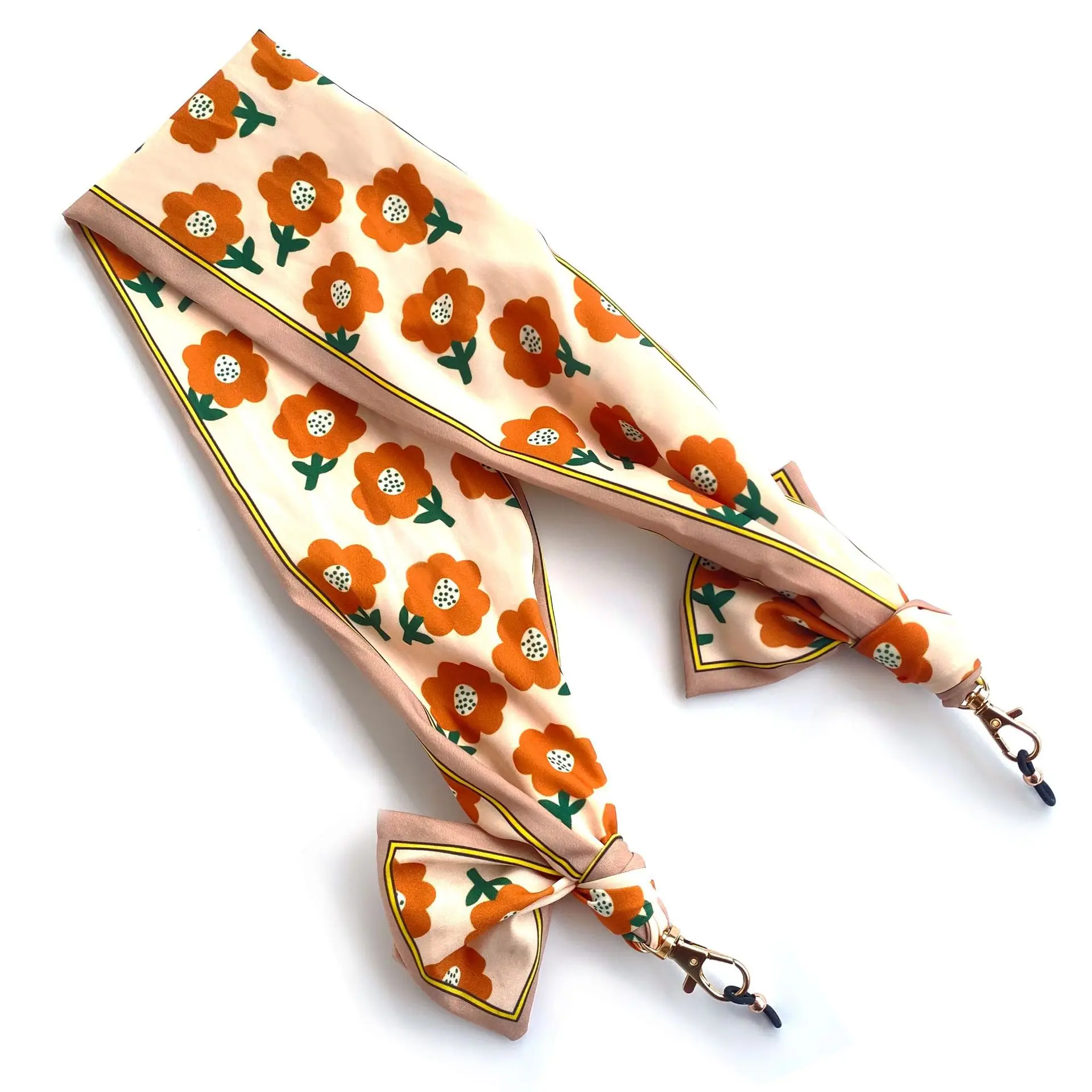 Orange Geometric Lanyard with Metal Clasp