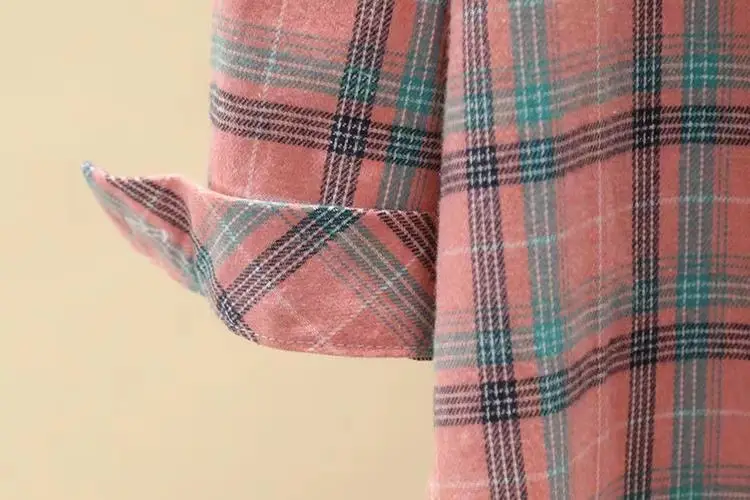 Women Cotton Plaid Long Sleeve Jacket Grey Black — feature 11