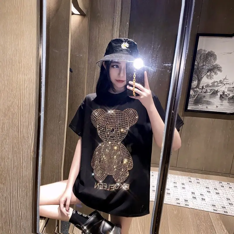 Hot Diamond Gold Diamond Sparkling Bear Plus Size Women's T-Shirt — feature 2