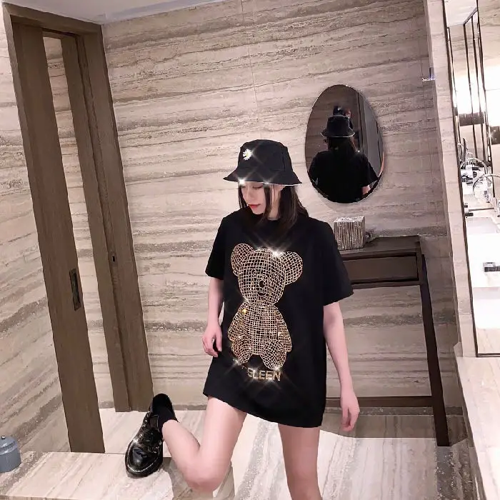 Hot Diamond Gold Diamond Sparkling Bear Plus Size Women's T-Shirt — feature 3