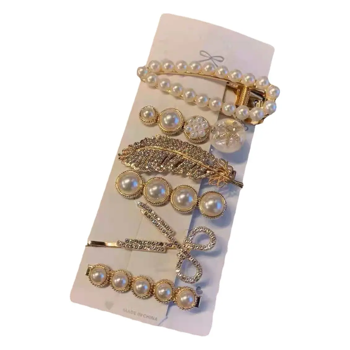 Golden Feather Bear Pearl Hair Clip for Women