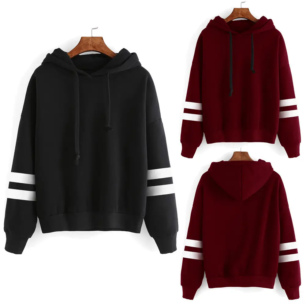 Gray Hoodie with White Stripes Loose Fit — feature 2