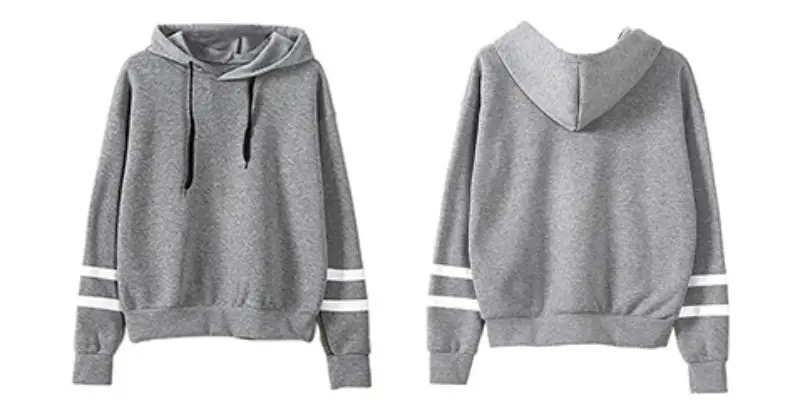 Gray Hoodie with White Stripes Loose Fit — feature 8
