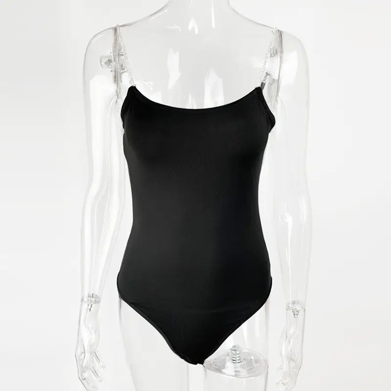 2025 Summer Women's White Diamond Chain Slim Top with Strap - Image 2