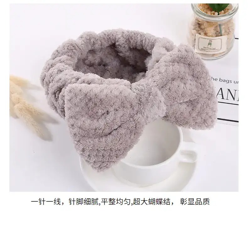 Japanese Microfiber Pineapple Bow Hair Band Women's Face Mask Headband Wide-brimmed Soft Turban — feature 11