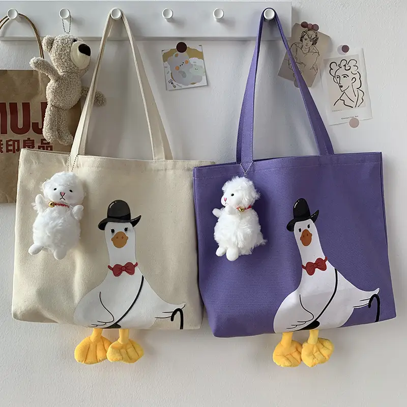 Cute Duck Canvas Shoulder Bag for Women - Image 11