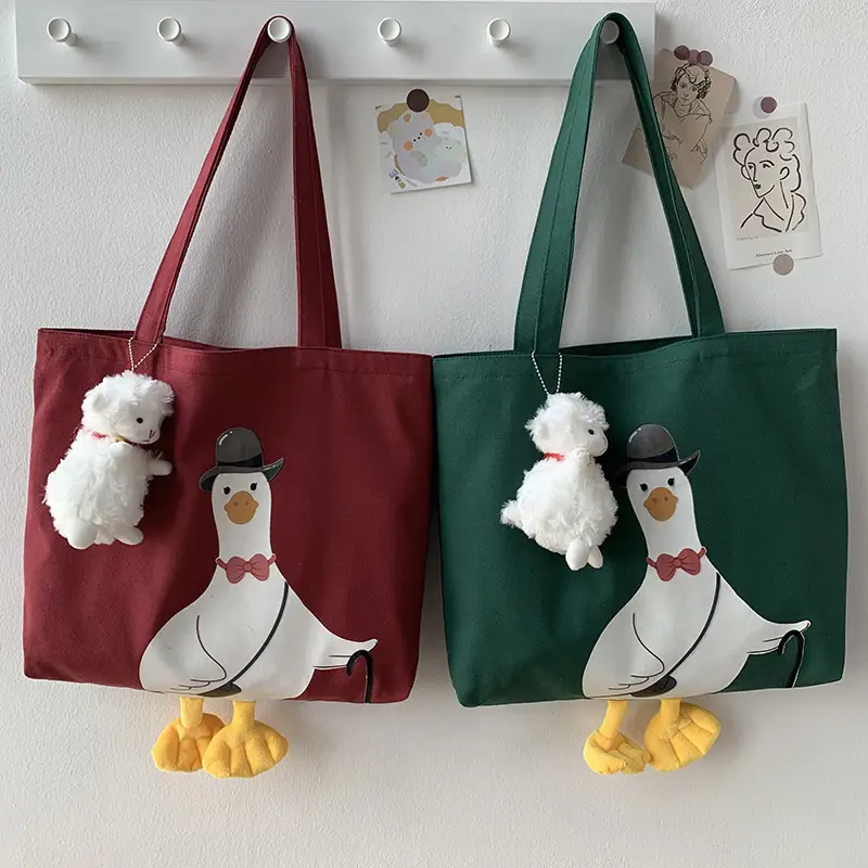 Cute Duck Canvas Shoulder Bag for Women — feature 2