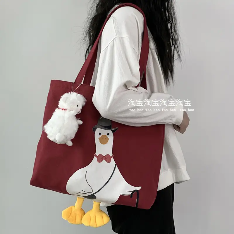 Cute Duck Canvas Shoulder Bag for Women — feature 9