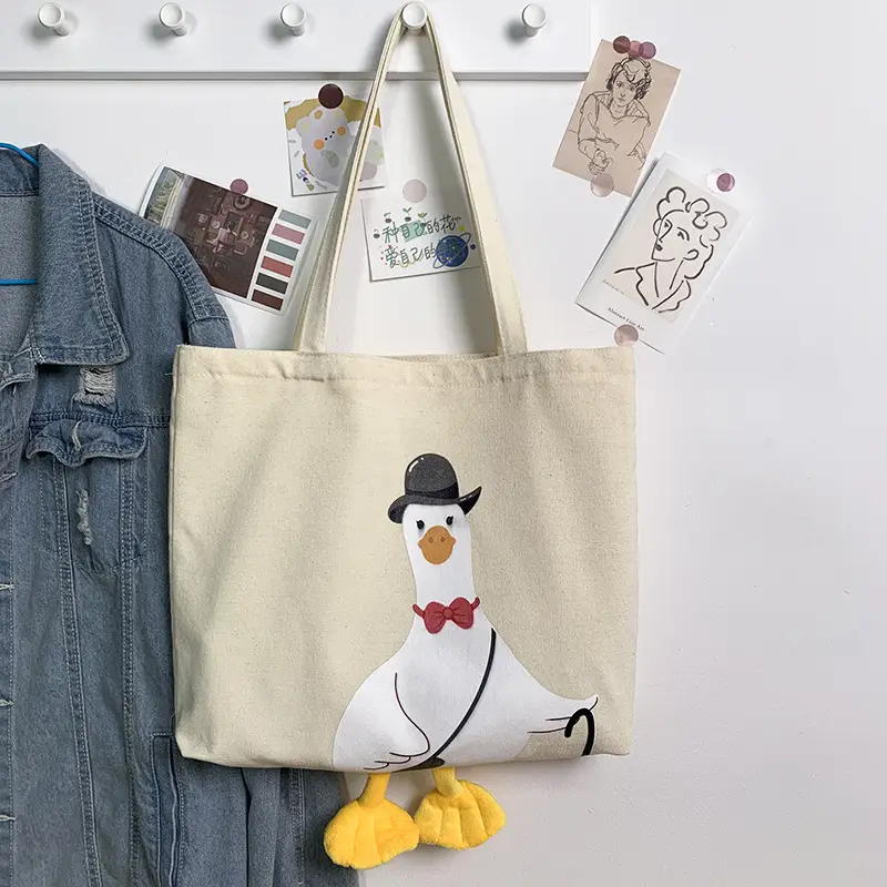 Cute Duck Canvas Shoulder Bag for Women - Image 3