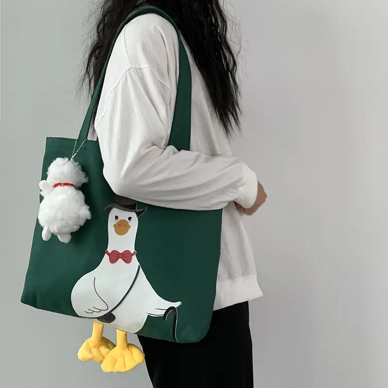 Cute Duck Canvas Shoulder Bag for Women - Image 8