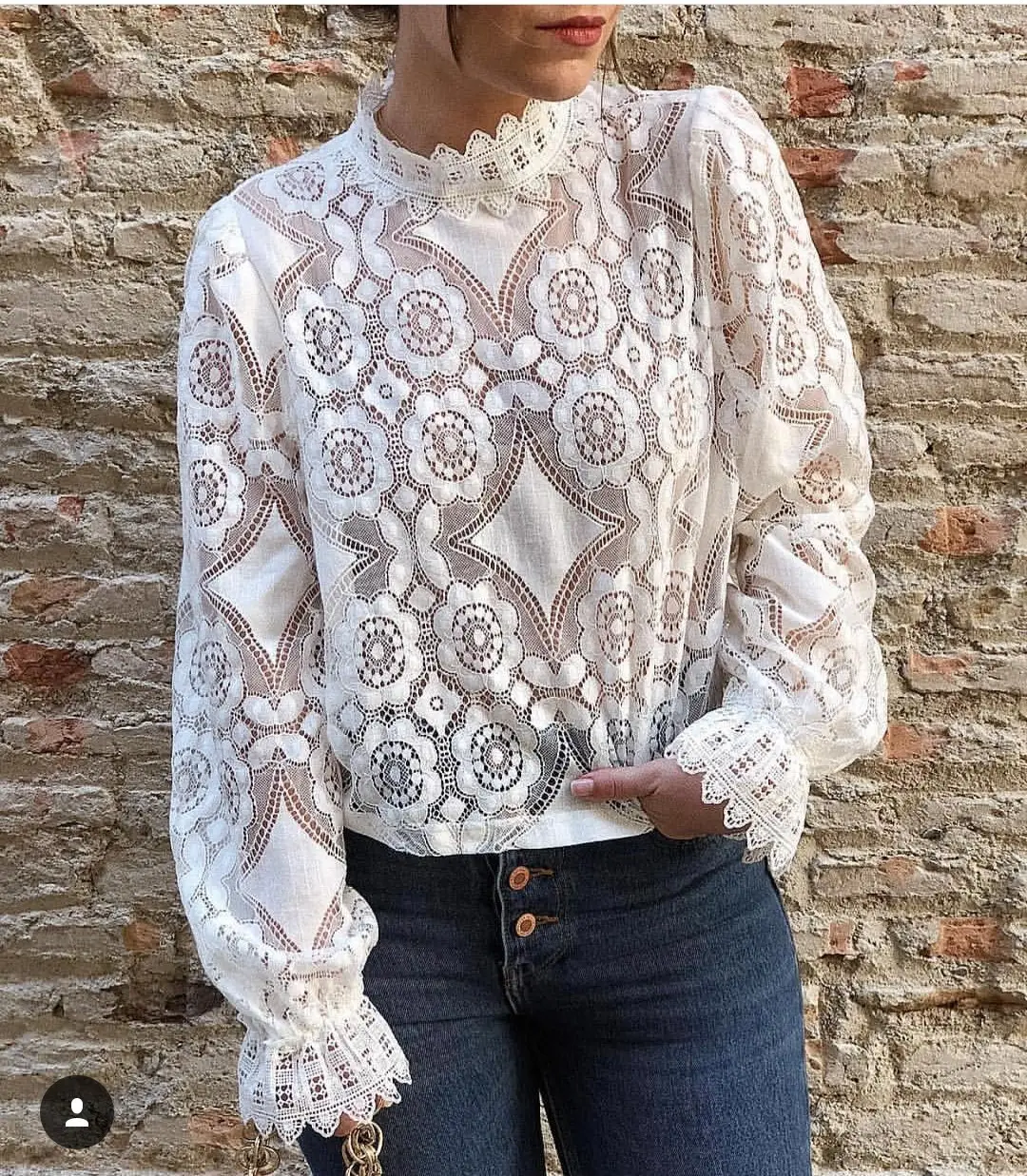Women's Cross-Border Lace Long Sleeve Shirt — feature 2