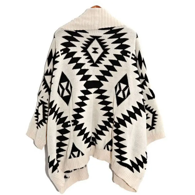 Geometric Diamond Jacquard Crossbody Cardigan Sweater Set - Image 4