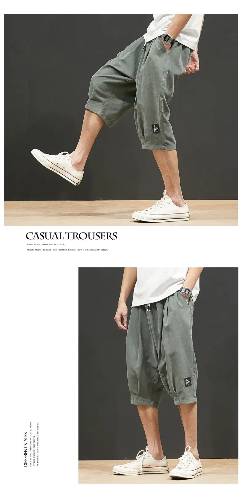 Men's Grey 7-Piece Casual Shorts Large — feature 12