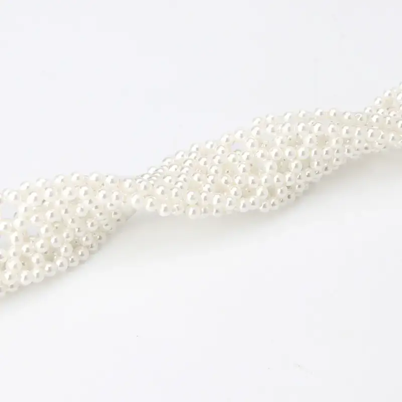 Elegant Women's Pearl Woven Waist Belt with Rose Gold Clasp