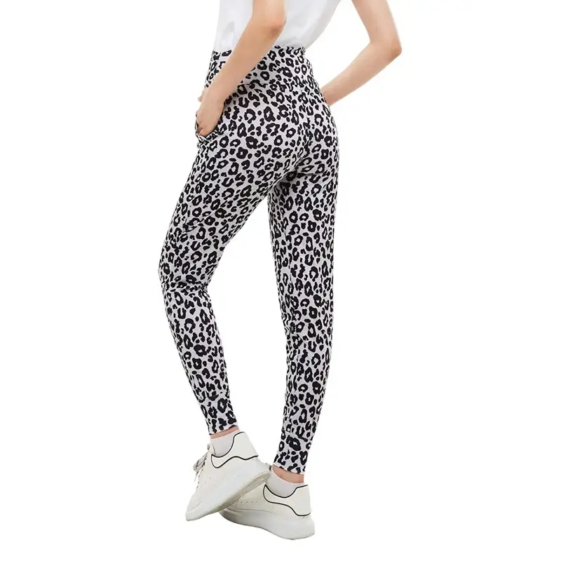 Pregnant Women Leopard Print Yoga Pants Ankle Tied