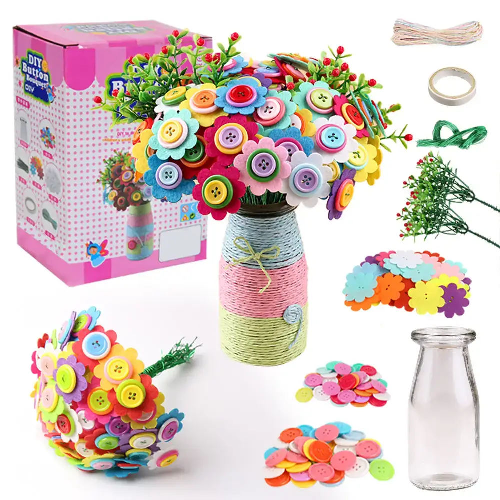 Kindergarten Button Bouquet DIY Kit for Girls - Image 26