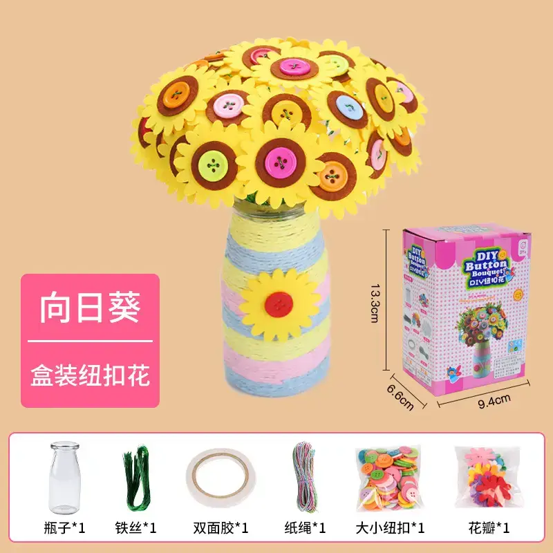 Kindergarten Button Bouquet DIY Kit for Girls - Image 11