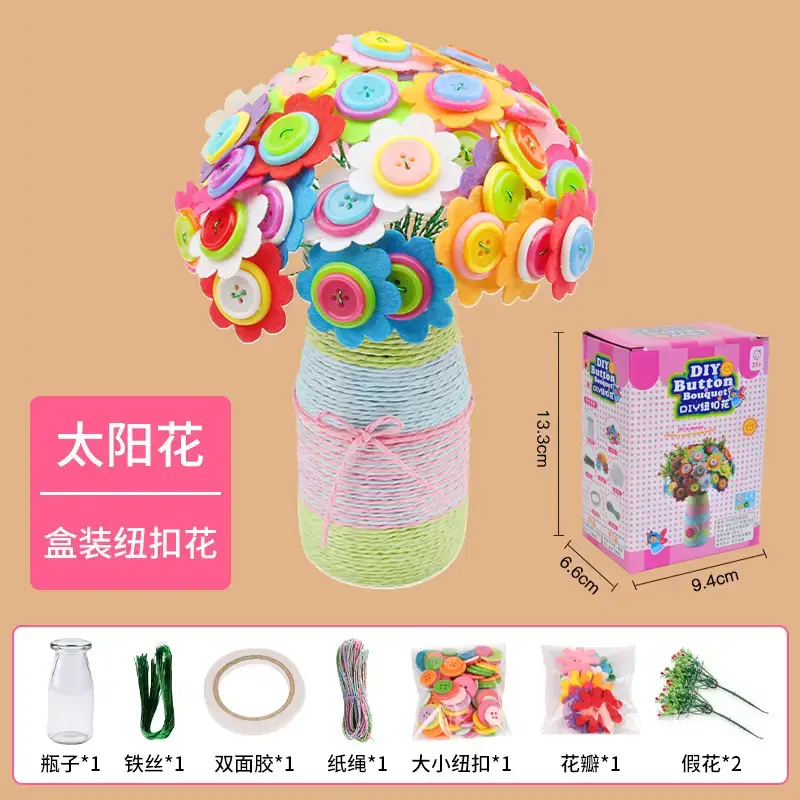 Kindergarten Button Bouquet DIY Kit for Girls - Image 16