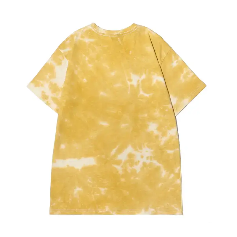 Men Tie-dye Cotton T-shirt Pink Black Loose Fit