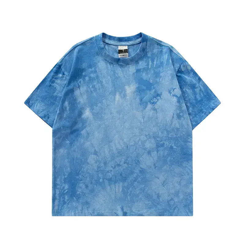 Men Tie-dye Cotton T-shirt Pink Black Loose Fit