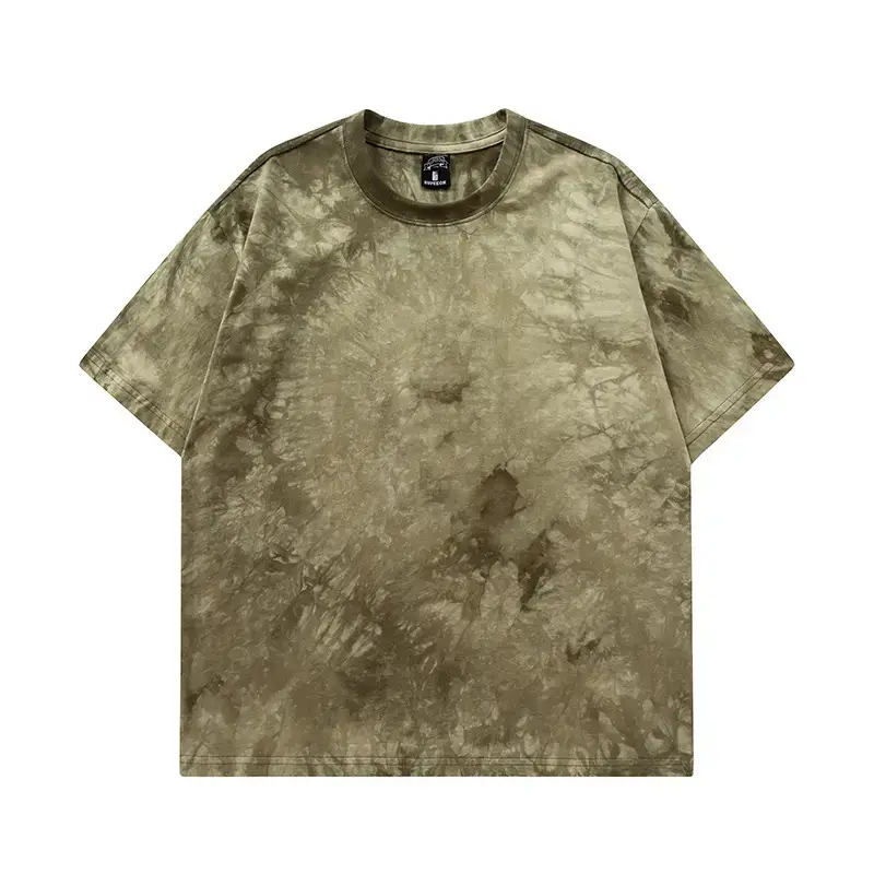 Men Tie-dye Cotton T-shirt Pink Black Loose Fit