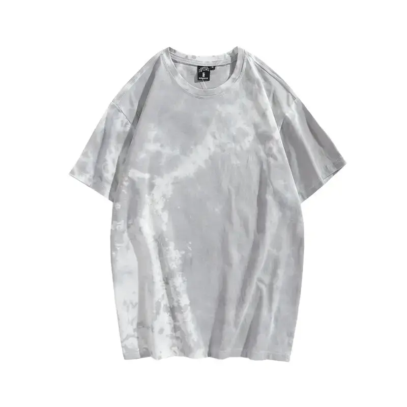 Men Tie-dye Cotton T-shirt Pink Black Loose Fit