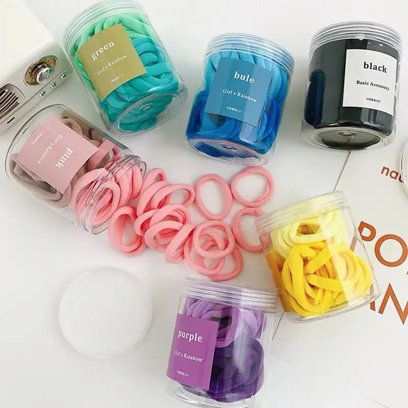 Black Seamless Hair Ring Candy Color 50 Cans