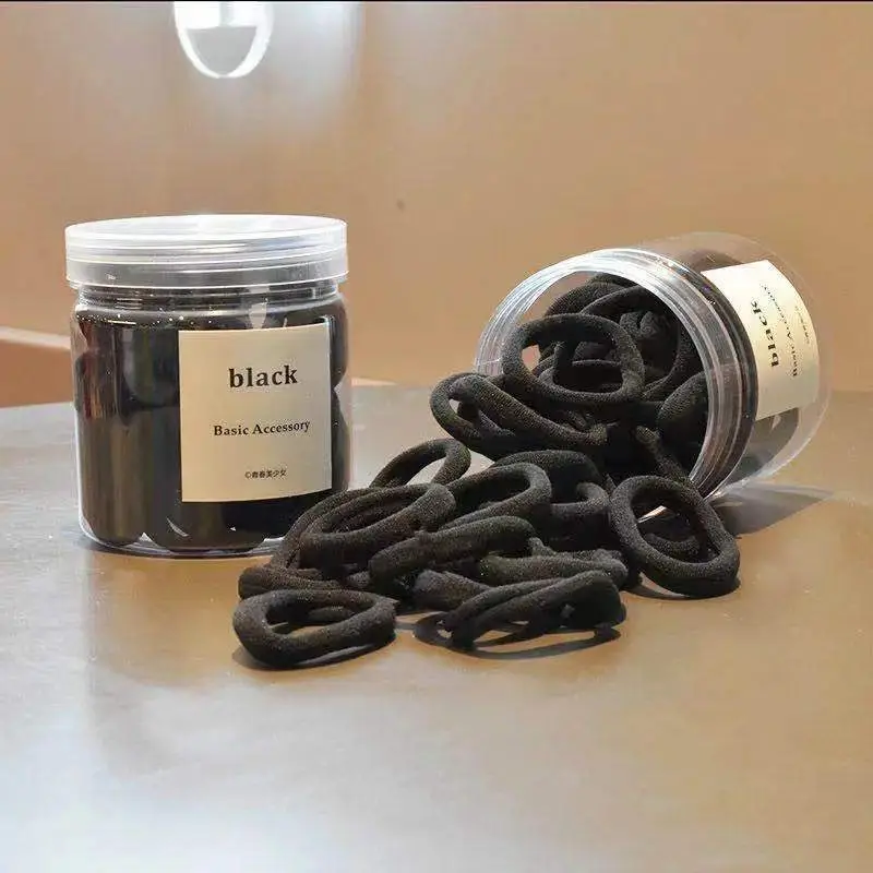 Black Seamless Hair Ring Candy Color 50 Cans