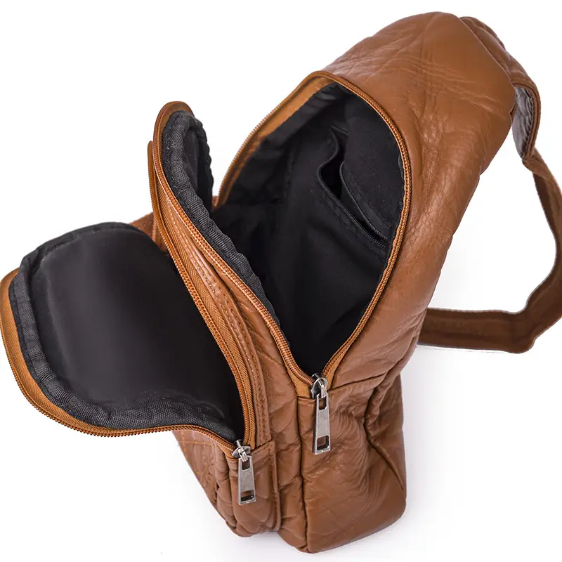 Trendy Brown Leather Chest Bag for Women - Image 7
