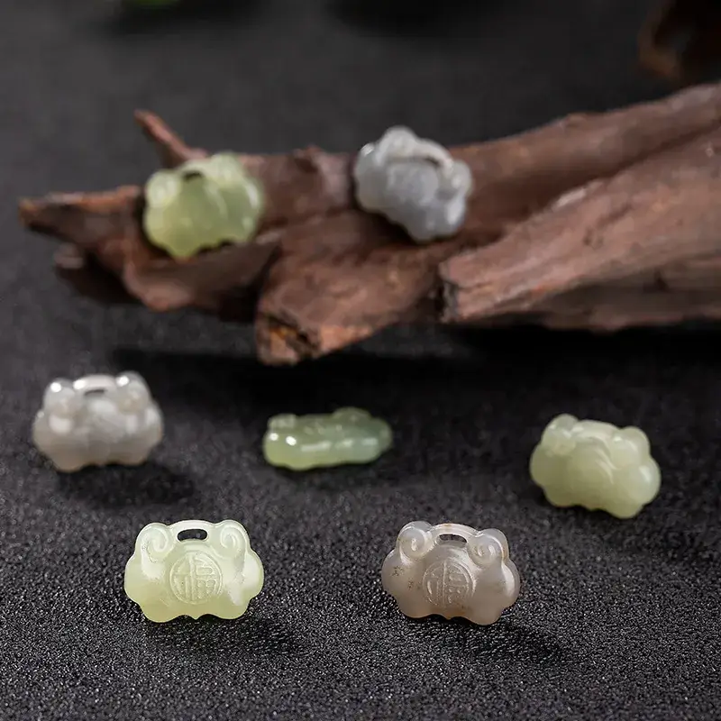 Natural Hetian Jade White Smoke Green Purple Ruyi Lock Pendant - Image 4