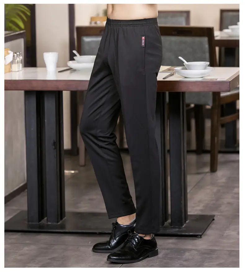 Black Elastic Waist Casual Pants for Men Large Size — feature 31