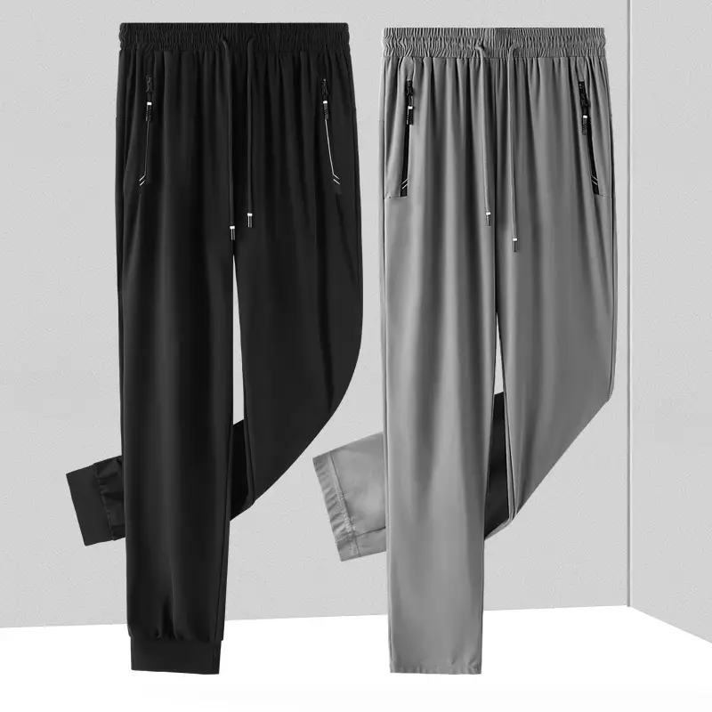 Men's Black Ice Silk Sweatpants Large Summer Wear