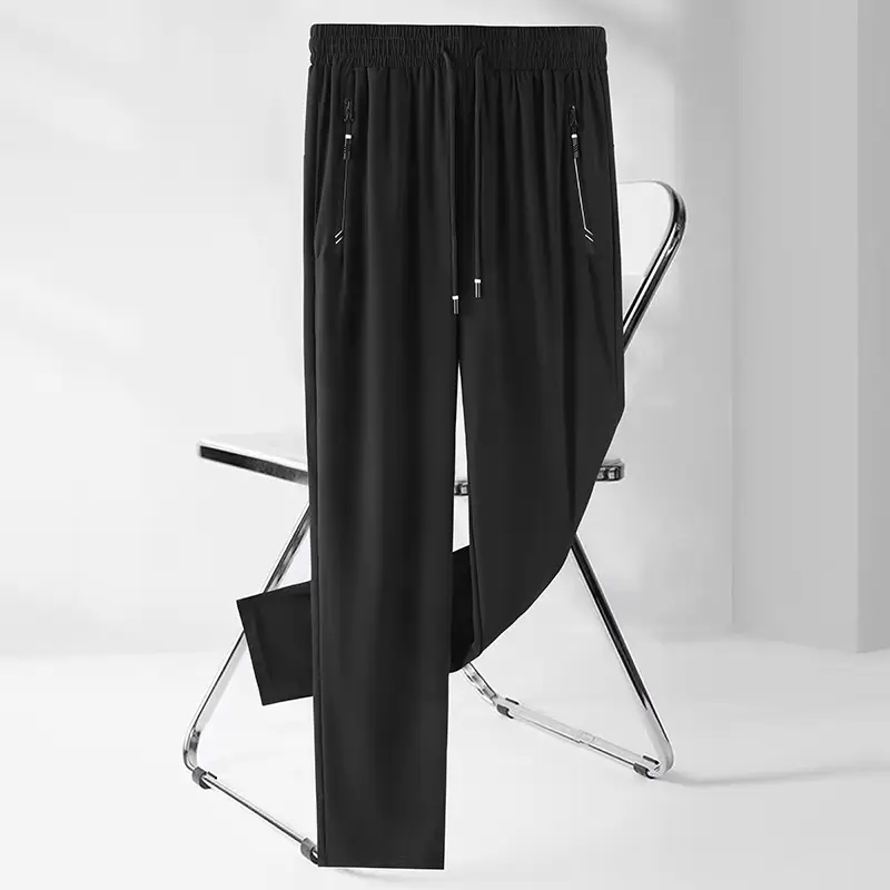 Men's Black Ice Silk Sweatpants Large Summer Wear
