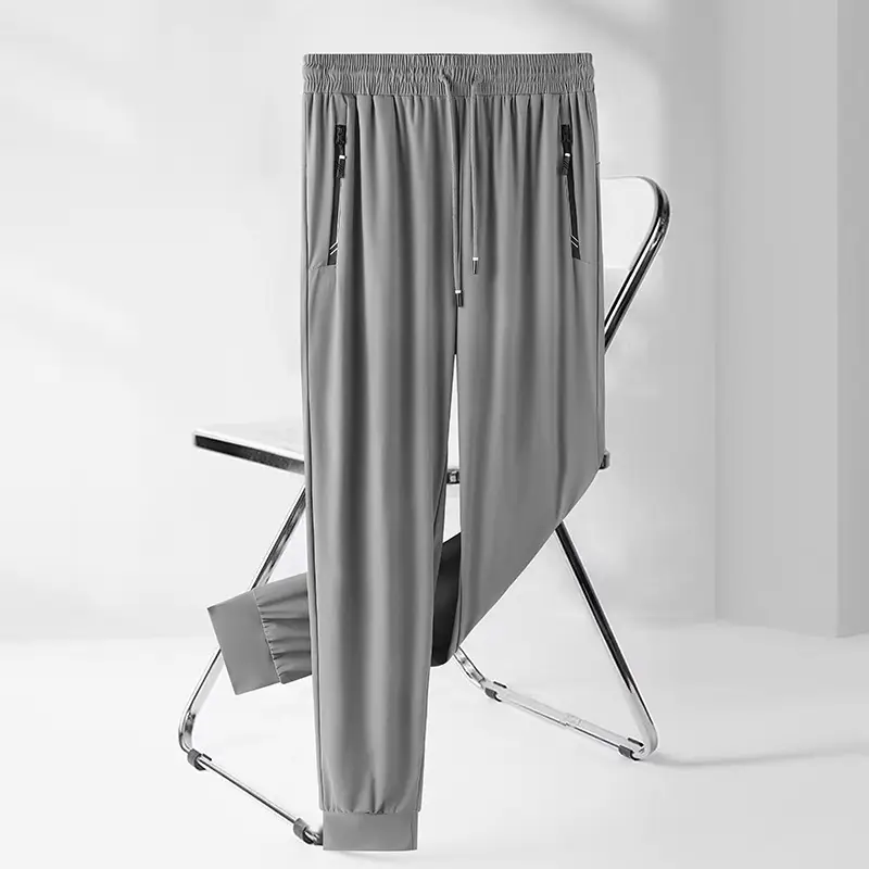 Men's Black Ice Silk Sweatpants Large Summer Wear
