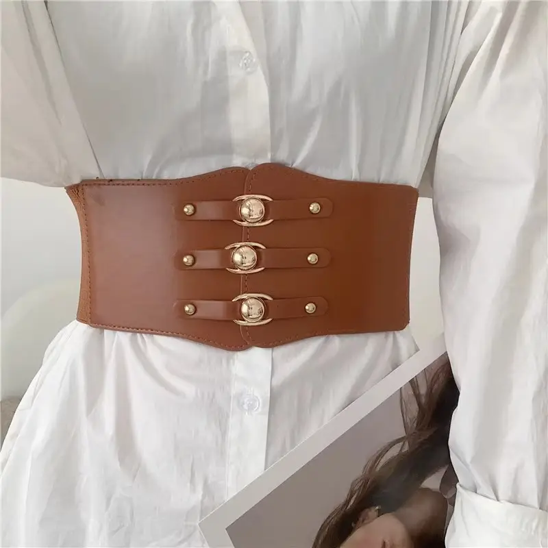 Brown Leather Belt with 5 Buckles for Women - Image 6