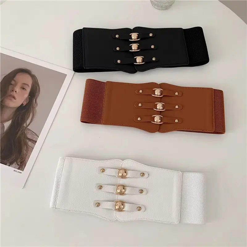 Brown Leather Belt with 5 Buckles for Women - Image 7
