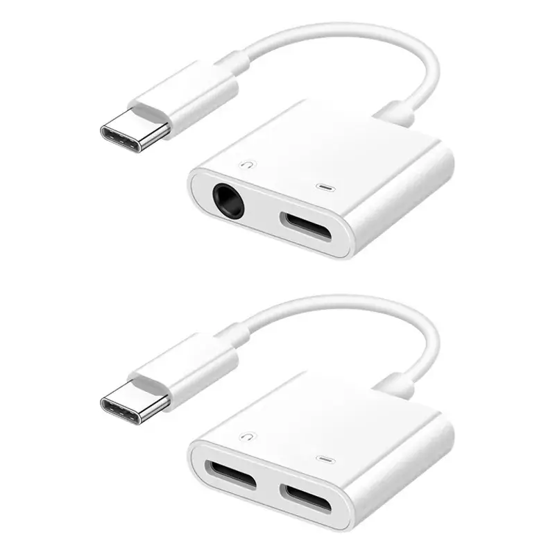 Two-in-One USB Type-C Adapter with 3.5mm Headset & Charging Cable