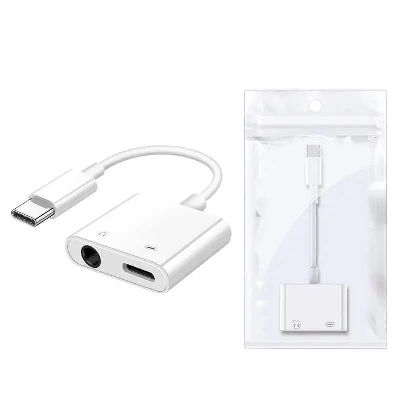 Two-in-One USB Type-C Adapter with 3.5mm Headset & Charging Cable - Image 3