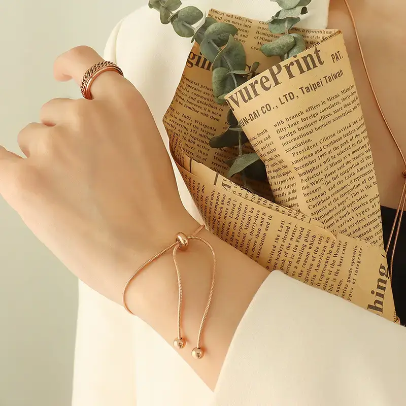 Women's Snake Bone Chain Necklace with Gold Plated Band - Image 3