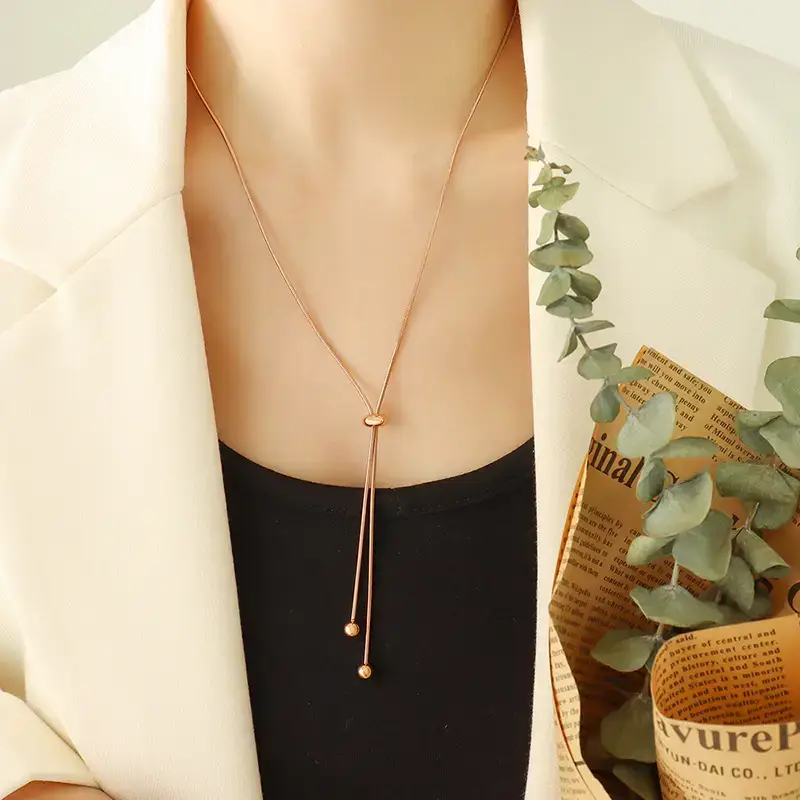 Women's Snake Bone Chain Necklace with Gold Plated Band - Image 6