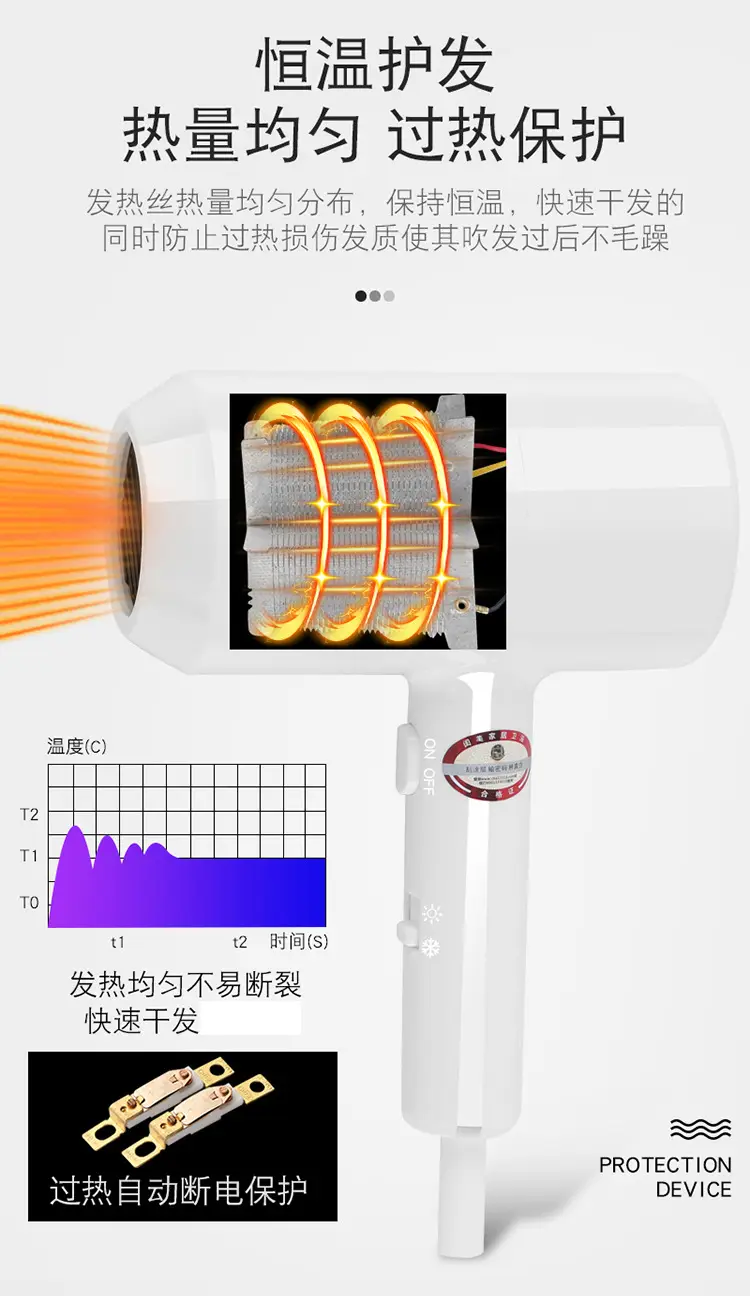 Wall-Mounted Hair Dryer 220V White — feature 7