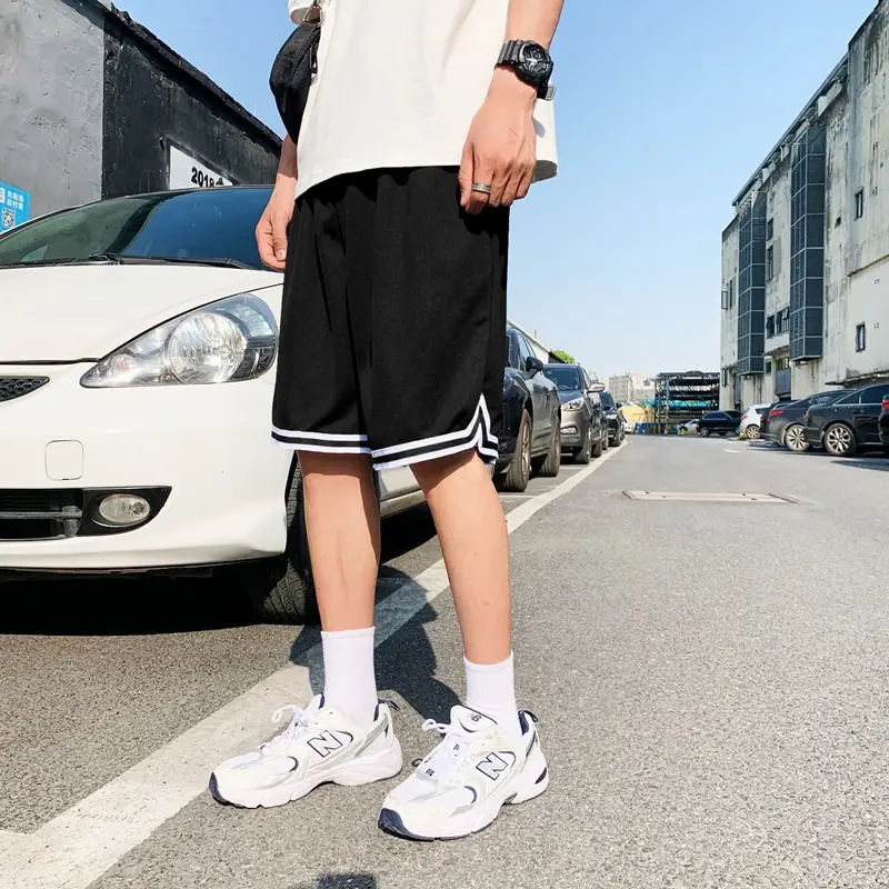 Men's Black Wide Leg Shorts Casual Basketball Pants Summer