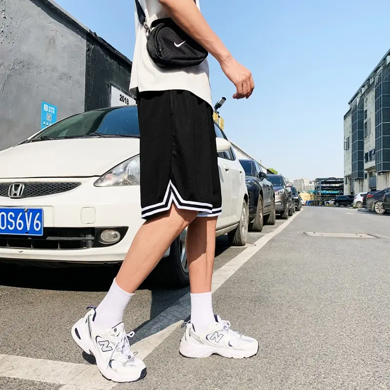 Men's Black Wide Leg Shorts Casual Basketball Pants Summer