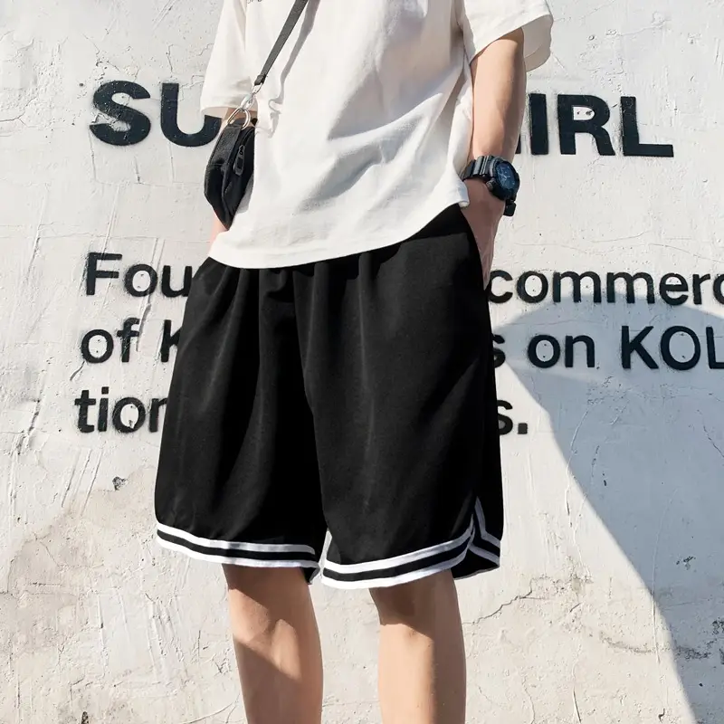 Men's Black Wide Leg Shorts Casual Basketball Pants Summer