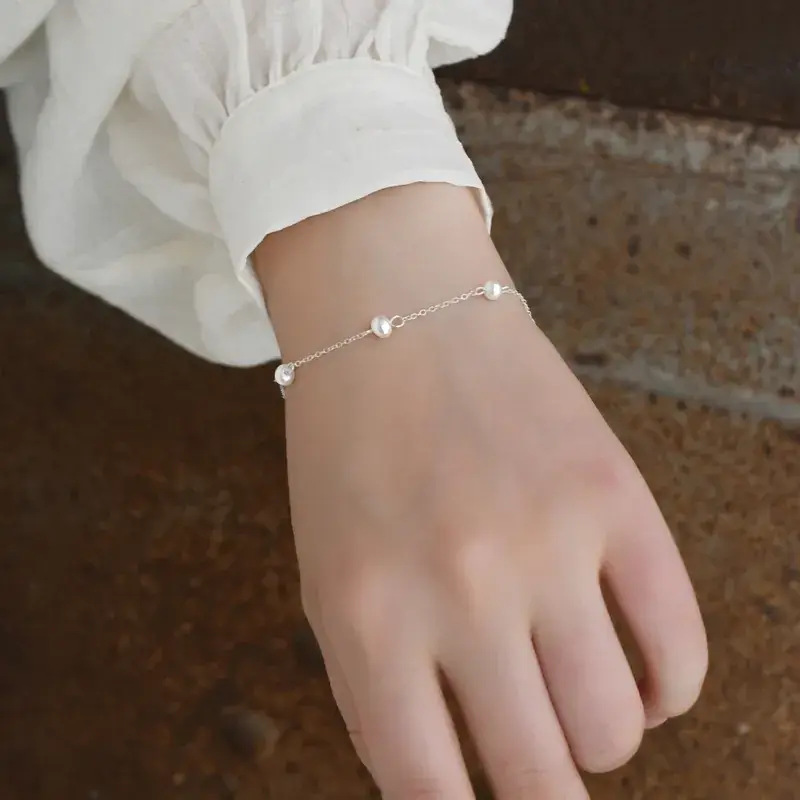 Freshwater Pearl Gypsophila Silver Bracelet SL452
