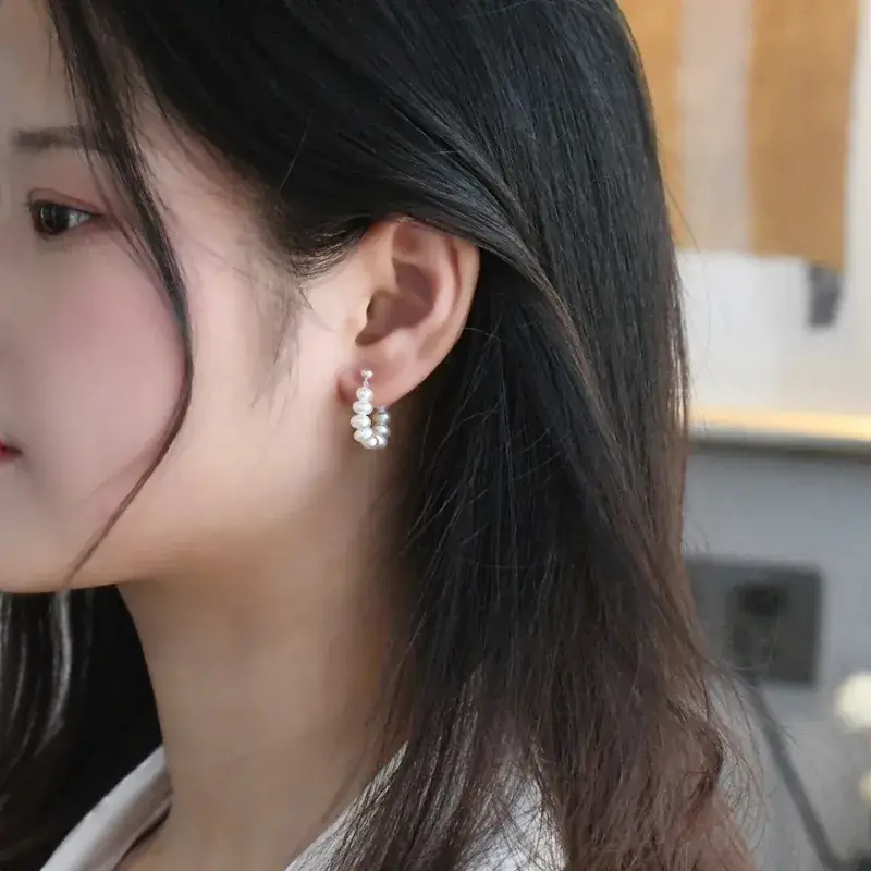 Pearl Earrings 925 Silver Port Style for Girls