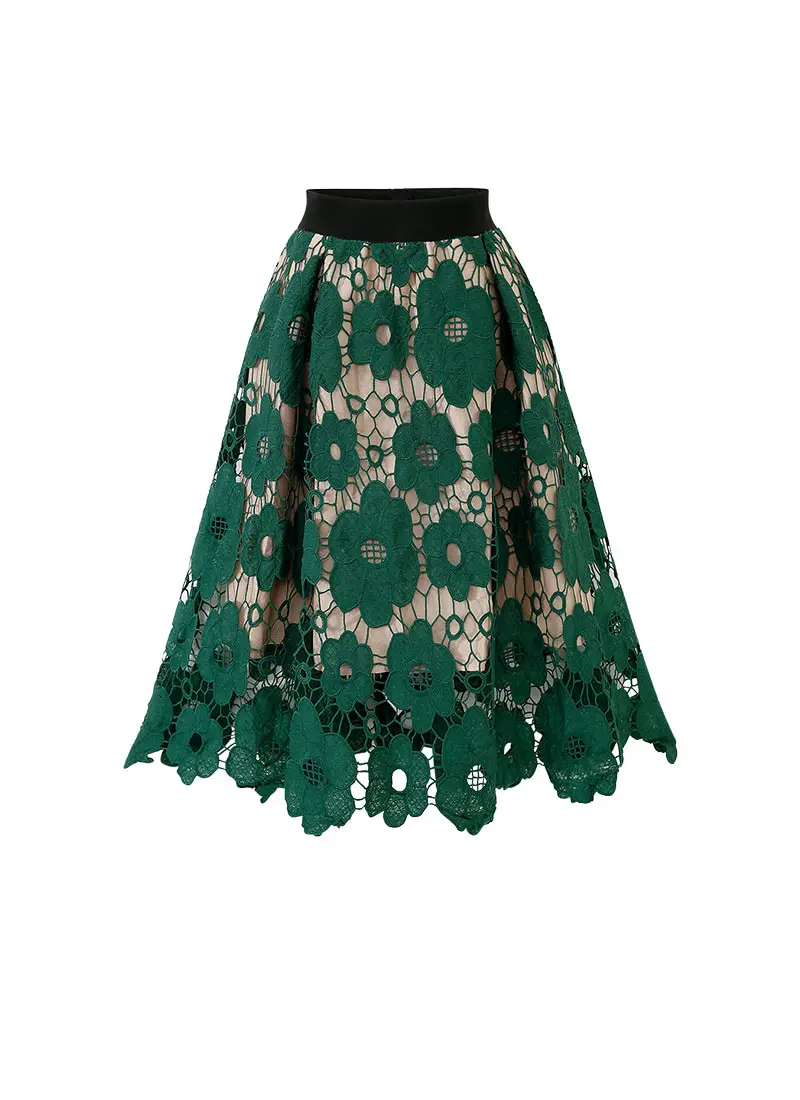 Lace Flower Skirt Plus Size European Style Medium Length — feature 7